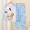 Ropa de Casa Transfronteriza para Bebés y Niños Niños y Niñas Pijama de Manga Larga Delgado Tailandés Grande Infantil Dibujos Animados Traje de Aire Acondicionado Conjunto