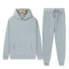 Traje deportivo para hombre para comercio exterior, sudadera con capucha de forro polar de color liso, cálida para otoño e invierno, suéter deportivo de corte holgado