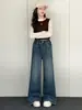 Nuevos Pantalones Casuales Estilo Coreano para Niñas Primavera/Otoño, Pantalones de Pierna Recta de Cintura Alta con Dobladillos Deshilachados de Luna Creciente