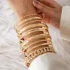 Joias Transfronteiriças Europeias e Americanas Pulseira de Corrente Simples Personalizada Pulseira Aberta Geométrica Brilhante Moda Retrô Conjunto de Pulseiras