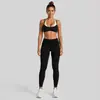 Conjunto de yoga transfronterizo con cuello halter, diseño de dos piezas falso, tirantes ajustables, chaleco deportivo de secado rápido y conjunto de pantalones largos para correr y fitness