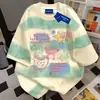 Camisetas Retro Americanas de Manga Corta Coreanas para Hombres y Mujeres, Verano 2025 Tie-Dye Rayas Degradadas Populares Tops de Pareja