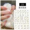 Pegatinas para Uñas Arte Diamante de Cristal Líneas Diamante en Relieve Recorte de Diamante Corazón Borde Metálico Asimétrico Pegatinas Doradas y Plateadas Francesas
