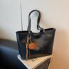 Bolsa Tote Grande Capacidade de Couro com Cera para Outono e Inverno Feminina 2024 Estilo Han Yang Trabalho Rachado Bolsa de Ombro para o Dia a Dia