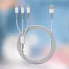 Cabo de Dados Rápido Um para Três Cabo de Carregamento Três em Um Trançado de Nylon Cabo de Dados para Celular e Tablet 2A