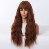 Peluca de Fibra Sintética Multicolor Negro y Marrón de Nuevo Estilo Europeo y Americano Transfronteriza para Mujer con Flequillo Completo, Cobertura Total de la Cabeza