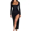 Vestido de Noche para Banquete Transfronterizo Europeo y Americano 2026 Otoño Nueva Ropa para Mujer Sexy Temperamento Abertura Ajustado
