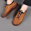 Sapatos Masculinos Primavera Novo Vazado Respirável Couro Sapatos Masculinos Baixos Slip-on Casuais Versátil Solado Macio Sapatos de Couro para Homens