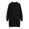 Venta al por mayor de fábrica Otoño e Invierno de longitud media con cuello en V 100% Cachemira Pura Cárdigan para mujer Camiseta de punto para base Chaqueta Top Suéter