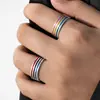 Venta Caliente Transfronteriza Moda Europea y Americana Anillo de Acero de Titanio Esmaltado Anillo Popular de Nicho para Pareja Joyería de Mano Transfronteriza Venta al por Mayor