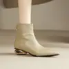 Botines Cortos de Tacón Bajo Nuevos Otoño e Invierno 2026 para Mujer, Botines Individuales Primavera y Otoño, Tacón Grueso, Punta Fina, Botas de Cuero Británicas Versátiles, Botas de Algodón, Talla Grande