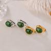 Yilu Plata S925 Plata Esterlina Chapado en Oro Jade Hetian Jaspe Simple Aretes Cabujón Elegante Moda Aretes Versátiles Aretes
