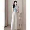 Camiseta rosa de manga corta de seda helada para mujer, verano, corte ajustado, moderna y versátil, adelgazante y entallada a la cintura, top de punto francés