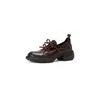 Mocassins retrô de couro macio com laço e sola grossa para mulheres, novidade outono 2026, slip-on, salto grosso, estilo britânico, sapatos de couro