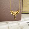 Collar de gota de agua de cola de pavo real de oro arena para mujer, hueco, tendencia, joyería Joker, imitación de oro, cadena para clavícula que no se desvanece por mucho tiempo, venta al por mayor