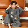 Pijama infantil, algodón puro, conjunto fino de manga larga, nuevo modelo 2026, para niños, estilo caricatura, para niños grandes, ropa de aire acondicionado, se puede usar afuera