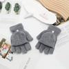 Luvas de lã coral femininas, quentes, à prova de frio, cor sólida, estudantes, adultos, meio dedo, espessadas, escrita, ciclismo, digitação, resistente ao frio