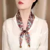 Elegante Adorno para el Cuello con Bufanda de Seda Bordada, Camisa, Traje, Pañuelo Pequeño Versátil Casual, Cinta Desplegable Ajustable para Mujer
