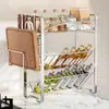 El fabricante suministra especiero de cocina de acero inoxidable, estante de almacenamiento de escritorio, estante de almacenamiento multicapa sin instalación, estante de almacenamiento para encimera