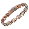 Pulsera magnética de moda europea y americana, superventas transfronteriza, lujo ligero, trébol de la suerte, aleación con incrustaciones de diamante, pulsera de joyería magnética de una sola fila para mujer