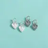 Accesorios de Plata de Ley S925 Estilo Coreano Colgante Doble Corazón Colgante de Corazón Forma de Corazón Corazón de Melocotón Pulsera de Cuerda Hecha a Mano DIY Colgante Individual