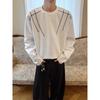 Outono 2025 Novo Irregular Gola Polo Americano High Street Manga Longa Street Top Moderno Tamanho Grande Cor Sólida Avançada