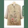Camisa de seda de verano para mujer mayor, camisa de primavera de abuela, camisa de suegra de manga corta de traje de mamá