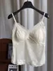 3002 Top Camisola de Malla con Encaje de Lunares Estilo Deseo Puro para Mujer con Almohadillas en el Pecho Copas de Látex Top Adelgazante Favorecedor