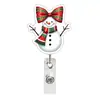 Muñeco de nieve acrílico navideño Retráctil Pinza de cocodrilo Hebilla de identificación de fácil extracción Carrete giratorio para cuidado médico Hebilla de fácil extracción
