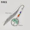 Árbol de la Vida de Grava de Cristal Natural Marcapáginas Corazón de Cristal Aleación Pluma Estilo Europeo y Americano Retro Marcapáginas Joyería al por Mayor