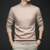 Suéter masculino espesso 100% lã pura, novidade outono e inverno 2026, camisa base quente estilo business casual, suéter masculino