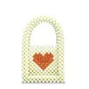 Bolso de Perlas Hecho a Mano Personalizado Bolso de Mano Cuadrado Pequeño Bolsos Versátiles para Fotografía Callejera Bolso de Corazón