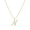 Europa y Estados Unidos transfronterizo 26 letras conjunto de cobre circonita cadena de serpiente redonda collar letras colgante de oro creativo simple letras