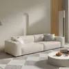 Nuevo sofá de arte en cuero resistente a los arañazos, moderno, de líneas rectas, sofá en bloques estilo minimalista color crema, para sala de estar en casa