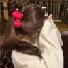 Pinza para el pelo de lazo roja estilo japonés, dulce, de nicho, relleno de algodón, para moño, coleta, pinza banana, accesorio para el pelo con corazón de niña lindo