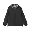 Chaqueta de retazos a cuadros para hombre, ropa de primavera, chaqueta deportiva, estilo americano moderno, cortavientos juvenil con cuello alto, chaqueta para pareja