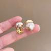 Brincos de Diamante Cintilante em Cubo de Açúcar e Pérola Imitação de Luxo Leve e Modernos para Mulheres, Usáveis na Frente e Atrás, Brincos Personalizados de Alta Qualidade