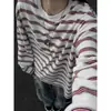 Camiseta de manga larga a rayas estilo americano azul marino para hombre, otoño, corte limpio, estilo old money, sudadera fina, capa interior, camiseta básica