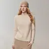 Suéter de punto 100% cachemir puro, nueva colección otoño 2026, cuello redondo, dobladillo enrollado, manga larga, corte ajustado para mujer