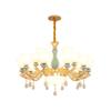 Lámpara de Sala de Estar Araña de Estilo Europeo Cristal Atmosférico Cerámica Simple Moderna Lámpara de Restaurante Led Lámparas de Dormitorio para Nuevo Hogar