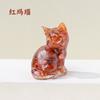Grava de Cristal Natural Resina de Goteo Gato Acostado Soporte para Gato Gato Durmiendo Decoración del Hogar Gato Lúcido Adornos para Coche