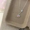 Diseño de Diamante Completo, Versátil y de Moda, Collar de Lujo Ligero, Cadena para Clavícula Personalizada, Collar Dulce de Corazón Geométrico Rosa para Mujer