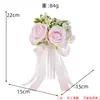 Ramo de Novia Estilo Coreano Ramo de Boda Rosas Rosas y Blancas Ramo de Flores Artificiales Falsas para Registro de Certificado Fotografía Accesorios de Foto