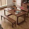 Mesa de Jantar de Madeira Maciça com Tampo Grande, Mesa de Jantar Oval Espessa Estilo Antigo e Conjunto de Cadeiras Mesa de Jantar, Mesa de Jantar Simples Preta para Casa