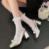 Meias femininas de renda japonesa estilo balé meias de pilha primavera e verão meias de bezerro meias femininas de renda JK meias curtas