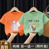 Camiseta Manga Curta para Meninas 2025 Novas Blusas de Algodão Puro para Crianças de Tamanho Médio e Grande Meninas Verão Soltas Gola Redonda Camisetas Básicas