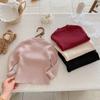 Suéter Dianxi 2026 Outono/Inverno Novo para Bebês Meninas com Laço Bordado, Malha Elegante Versátil de Gola Alta