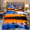 Roupa de cama 3D transfronteiriça conjunto de três peças pôr do sol paisagem coqueiro capa de edredom atacado