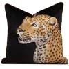 Entrada Lujo Estilo Americano Almohada Bordada de Leopardo Sala de Estar Sofá Cojín de Felpa Bronceado Cojín Lumbar Villa Hotel Mesita de Noche Cojín Cuadrado