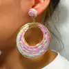 Adornos Cantantes Estilo Festivo Pendientes de Rafia Dopamina Temperamento de Moda Pendientes Tejidos de Hierba Fresca Hechos a Mano